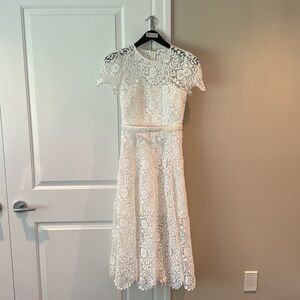 Self-Portrait White Rose Lace Midi Dress